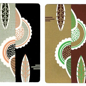 ART DECO ABSTRACTO (2) Naipes vintage de un solo intercambio, papel efímero