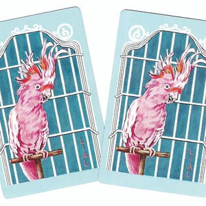 ¡Hola, CACATÚ! (2) Naipes vintage individuales de papel efímeros del artista LIAL