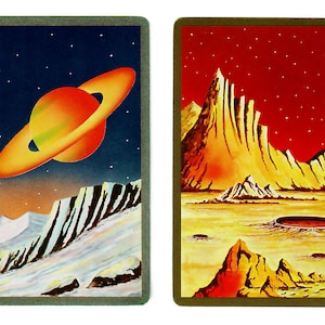 LOST in OUTER SPACE (2) Vintage Single Swap Playing Cards Paper Ephemera