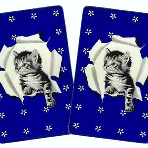 CHATON : « SURPRISE ! (2) éphémères en papier pour cartes à jouer vintage à échange unique