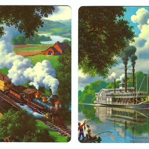 Efímera de papel de cartas de juego vintage intercambiables SCENIC STEAM POWER (2)