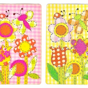 PATCHWORK GARDEN (2) Naipes vintage de un solo intercambio, papel efímero
