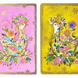 Oiseaux floraux (2) vintage cartes à jouer échangeables en papier éphémères