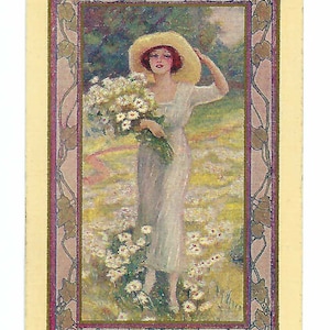 FLORA (1) Naipe vintage de un solo intercambio, papel efímero