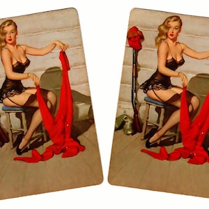 GOIN' HUNTIN' (2) vintage Single Swap cartes à jouer papier éphémère Gil Elvgren
