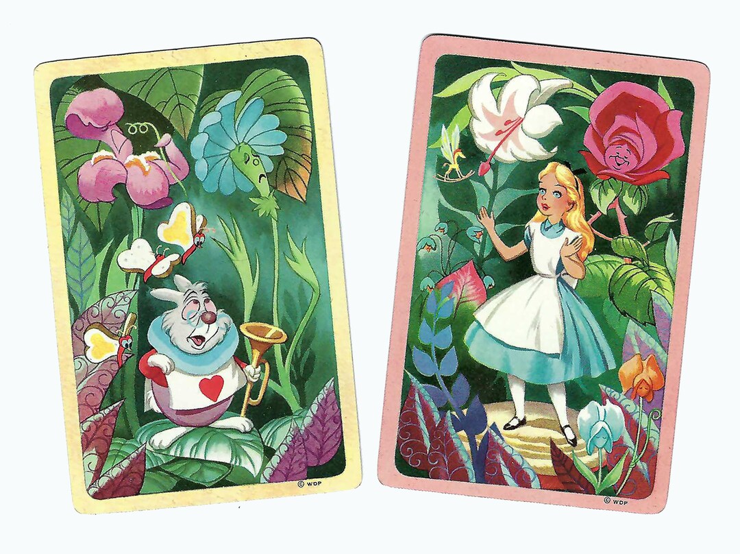 Disney's WHITE RABBIT & ALICE 2 Vintage Single Swap Playing Cards Paper ...