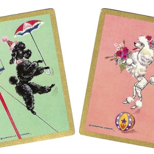 Caniches de cirque (2) cartes à jouer vintage échangeables sur papier éphémères