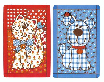 YIP & YAP (2) Naipes vintage de intercambio único Hallmark, efímeros de papel