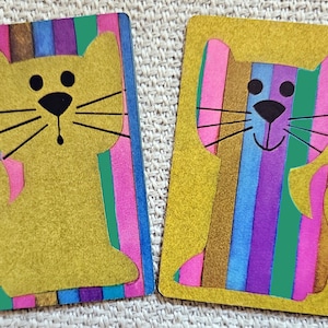 CHATS À RAYURES (2) Cartes à jouer en papier éphémères interchangeables