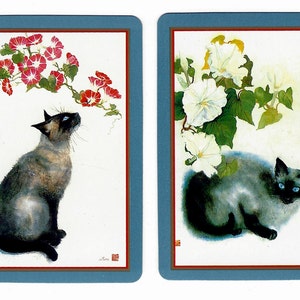 Cartas de juego vintage de intercambio único SEAL-POINT SIAMESE (2) Papel efímero