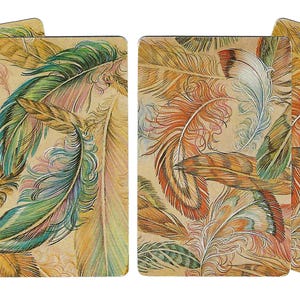 PLUMES (4) vintage cartes à jouer échangeables en papier éphémères