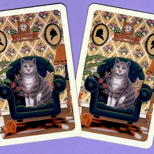 EL GATO EN CASA (2) Cartas de juego intercambiables individuales Papel efímero