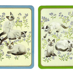Chatons siamois (2) cartes à jouer vintage échangeables en papier éphémères