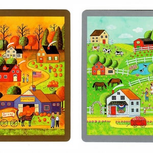 FRÜHLING & HERBST Americana (2) Vintage Single Tausch Spielkarten Papier Ephemera