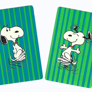 Efímera de papel con naipes vintage de intercambio único EL BAILE FELIZ DE SNOOPY (2)