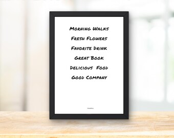 Favorite Things Quote Print, Typography Print, Printable Wall Decor, Digital Download