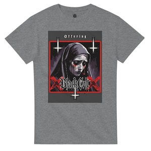 Gothic Nun Satanist T-Shirt , dark cultist grunge top , Atheist Death Metal Apparel Tee , cotton , inverted cross metal merch