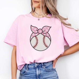 Baseball embroidery design, baseball with pink bow machine embroidery file, sports applique digital pattern