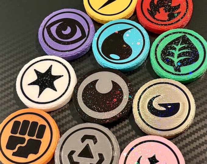Holographic Pokemon Energy Type Magnet Set | 3D Print