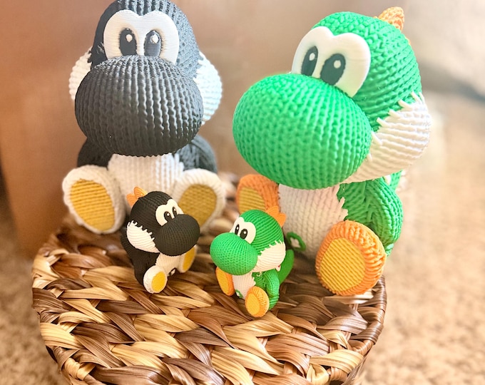 JUMBOshi Mega Yarn Yoshi: 3D Printed Knit-Effect Collectible Big Yoshi 8” Tall