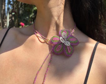 Beaded Orchid Necklace