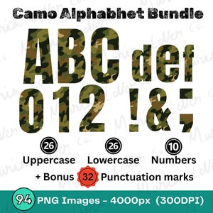 Army Alphabet PNG: Military Camouflage Letters, Numbers, Symbols camo clipart (Digital Download)