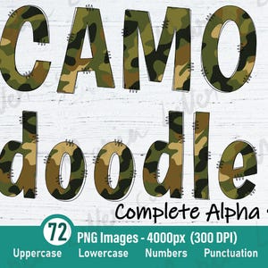 Legerbrieven camouflagekrabbel Alfabet: militaire letters, cijfers camo clipart Digitale download