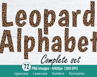 Leopard Alphabet png bundle letters digital download