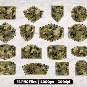 Camo Patch PNG Distressed Grunge Sublimation and DTF Transfer Camouflage Patch Clipart Digital Download