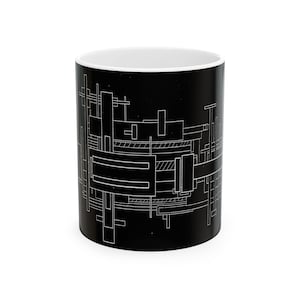 Ceramic Mug Modern Abstract Black & White Coffee Cup, Unique Gift for Designers, Office Decor, Art Lover&#39;s Mug