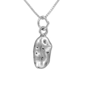 3D Potato Charm Necklace: Sterling Silver Foodie Gift