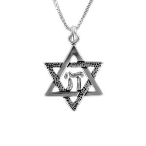 Sterling Silver Star of David Chai Necklace on Scripture Gift Card