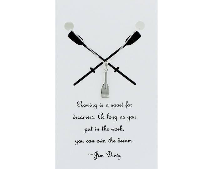 Rowing Oar Necklace 925 Sterling Silver on Inspirational Gift Card