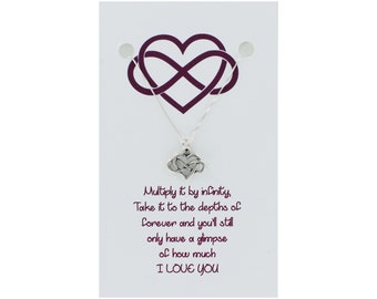 Infinity Heart Necklace - 925 Sterling Silver on Inspirational LOVE Gift Card I Love You Infinite