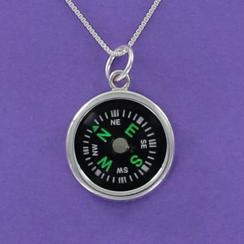 COMPASS Pendant Necklace 925 Sterling Silver Real Working Etsy