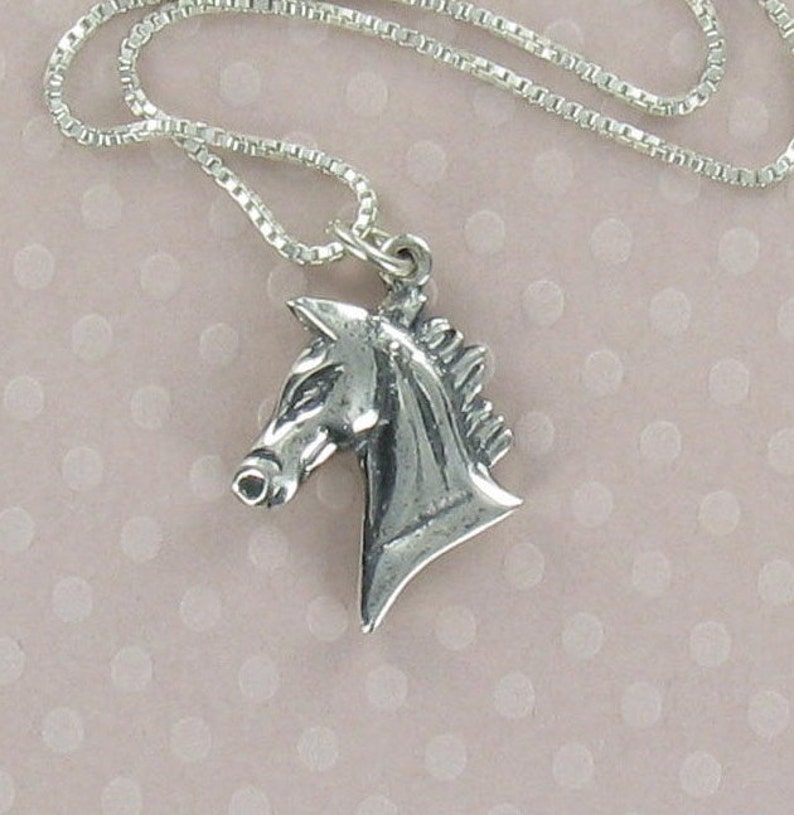 925 Sterling Silver on Gift Card with Quote Profile Equestrian Ride Dressage Horse Head Necklace
