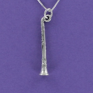 COLLIER DE CLARINETTE - Argent sterling 925 - sur carte-cadeau avec message inspirant Bois Orchestre Band Music Reed