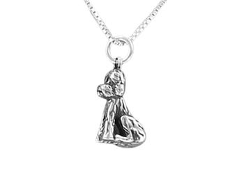 GOLDENDOODLE Necklace - 925 Sterling Silver Charm on Gift Card with Quotation Dog
