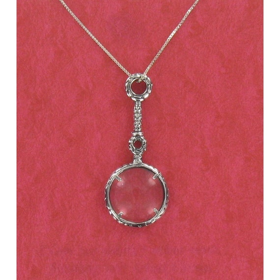 Magnifying Glass Necklace 925 Sterling Silver on Love Gift Card