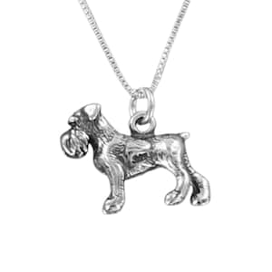Collier pour chien SCHNAUZER - argent sterling 925 - sur carte-cadeau avec citation réconfortante, empreintes de pattes de chiot, breloque 3D