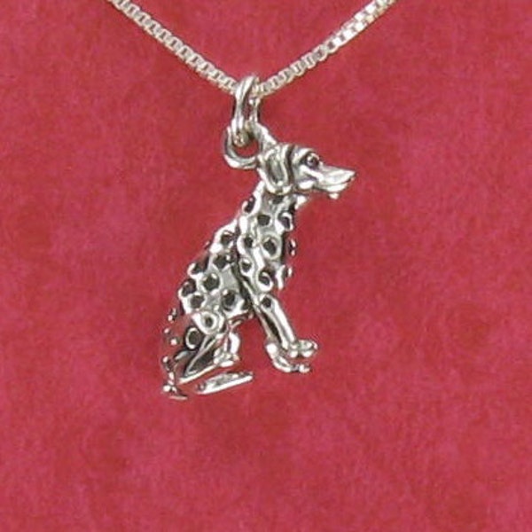 DALMATIAN Necklace - 925 Sterling Silver - on Gift Card with Quote Black Spots 101 Dalmatians Fire Truck House Dog