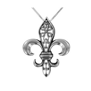 Collier FLEUR de LIS - Argent sterling 925 - Grand pendentif sur carte avec une citation sur la vie d'Albert Einstein