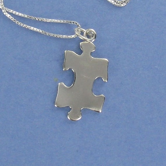 Puzzle Piece Necklace 925 Sterling Silver Autism Awareness Jigsaw Pendant NEW 