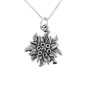 EDELWEISS Flower Necklace - 925 Sterling Silver - on Gift Card with Inspirational Quote Austria Floral Sound of Music
