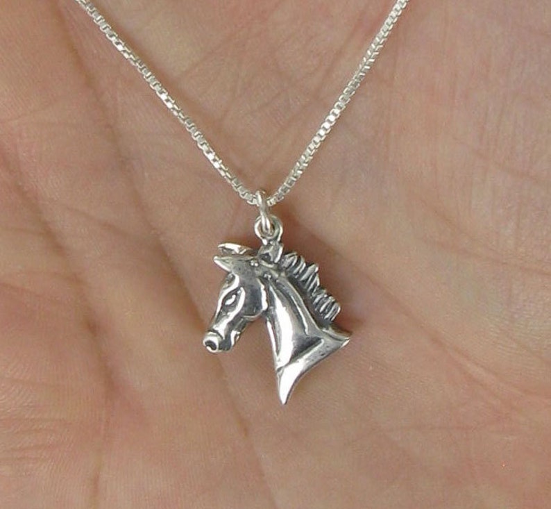 925 Sterling Silver on Gift Card with Quote Profile Equestrian Ride Dressage Horse Head Necklace