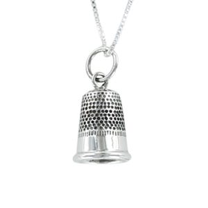 THIMBLE Necklace - 925 Sterling Silver - on Gift Card with Inspirational Quote About Sewing