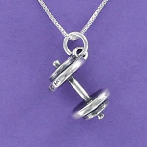Collier HALTERES - Argent sterling 925 sur carte avec message positif entraînement gymnase musculation biceps haltérophilie