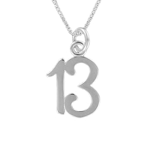 Collier 13e ANNIVERSAIRE - Argent sterling 925 sur carte-cadeau avec message - Treize treizième adolescent adolescent numéro 13