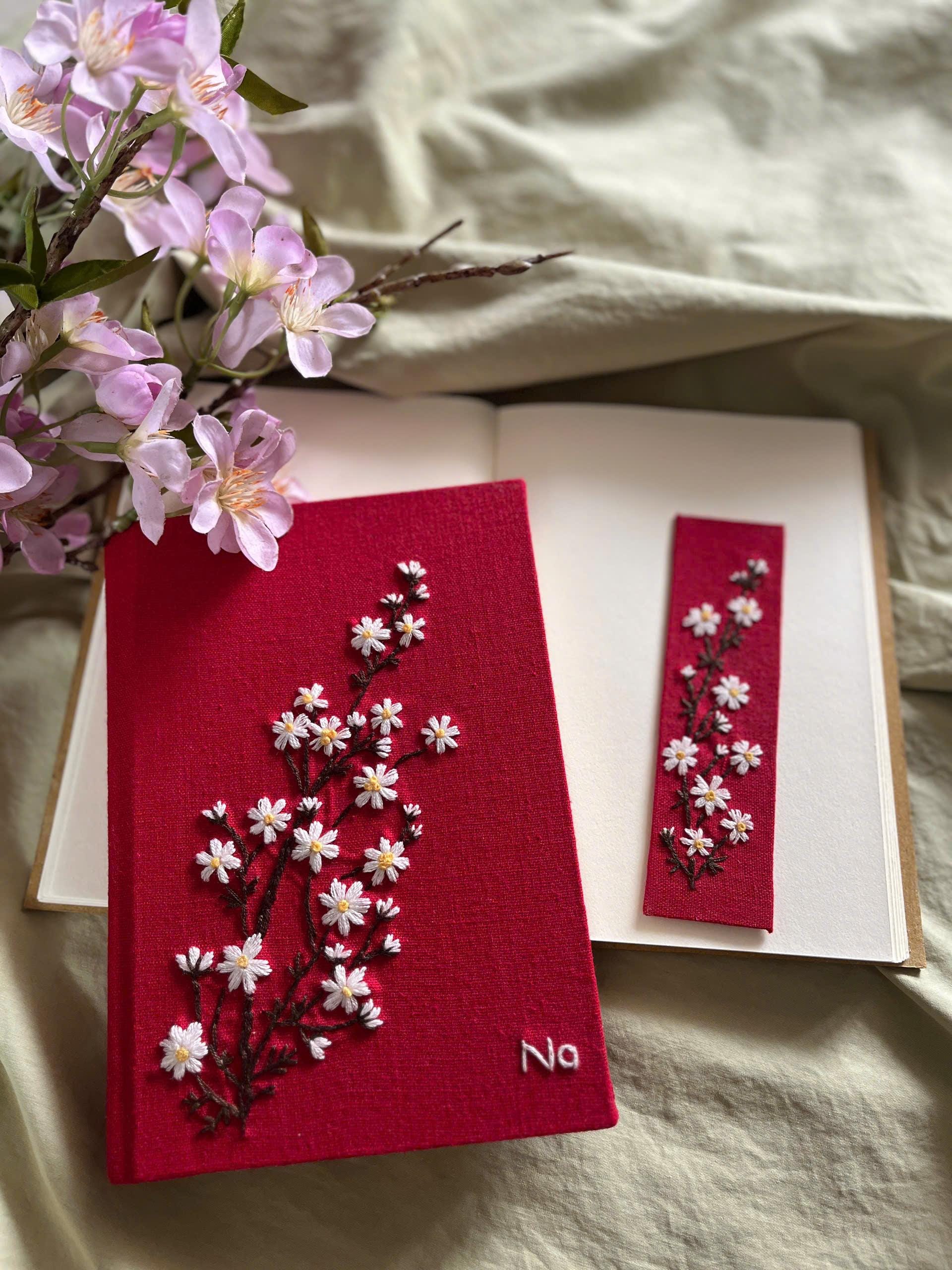 Personalized Embroidered Notebook & Bookmark Gift Set: Floral A5 ...