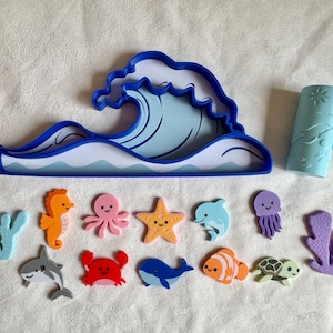 Ocean life: Wave tray l Shell tray| Rollers + dough cutters | Sea animals, Coral + Kelp counters